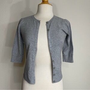 BP Juniors Gray Cotton Mix Button 3/4 Sleeve Cardigan Size Small Classic Preppy